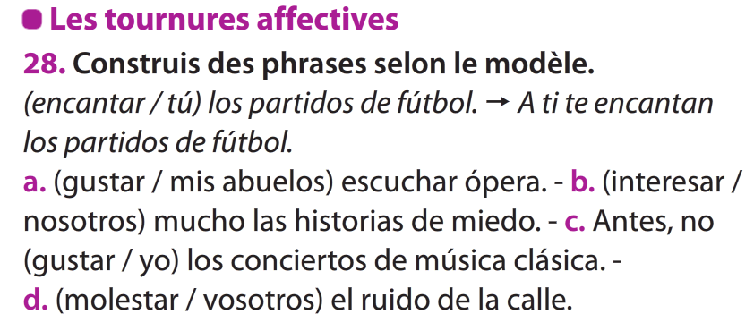 Ejercicio gustar libro
